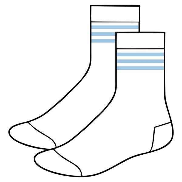 White PE Short Socks with Blue Stripes